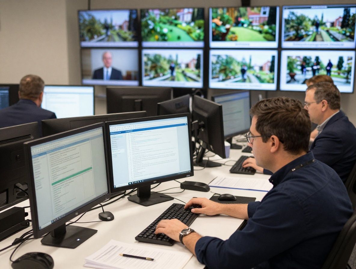 Оживлённый редакционный зал американской газеты: журналисты работают за компьютерами, на экранах видны новостные сайты